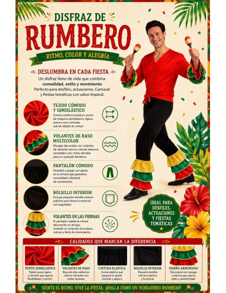 Fantasia Rumbero Tamanho L | Fantasias para Adultos O Rei do Carnaval